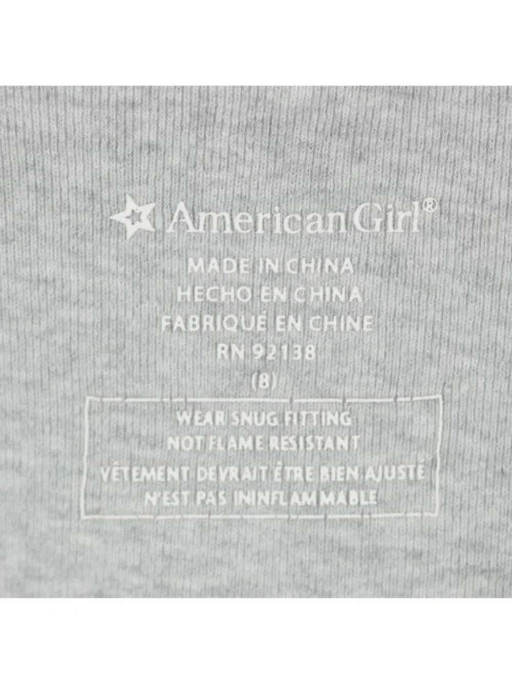 American Girl Girls Size 8 Gray Red Reindeer Graphic Long Sleeve Pajama Top